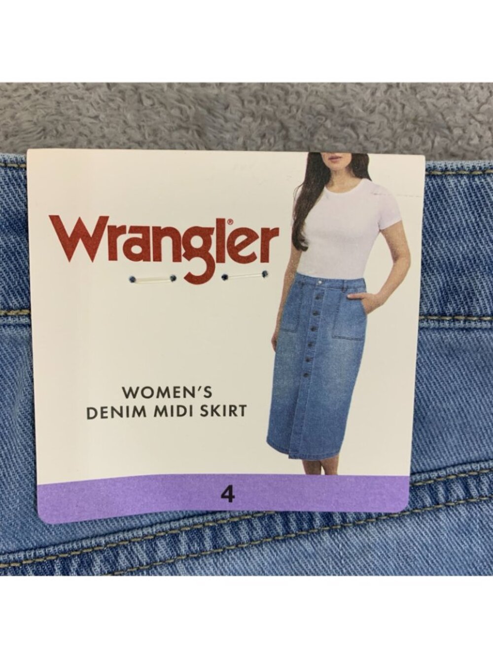 NWT Wrangler Women's 4 Chambray Midi Skirt Light Blue Button Front - Picture 10 of 13